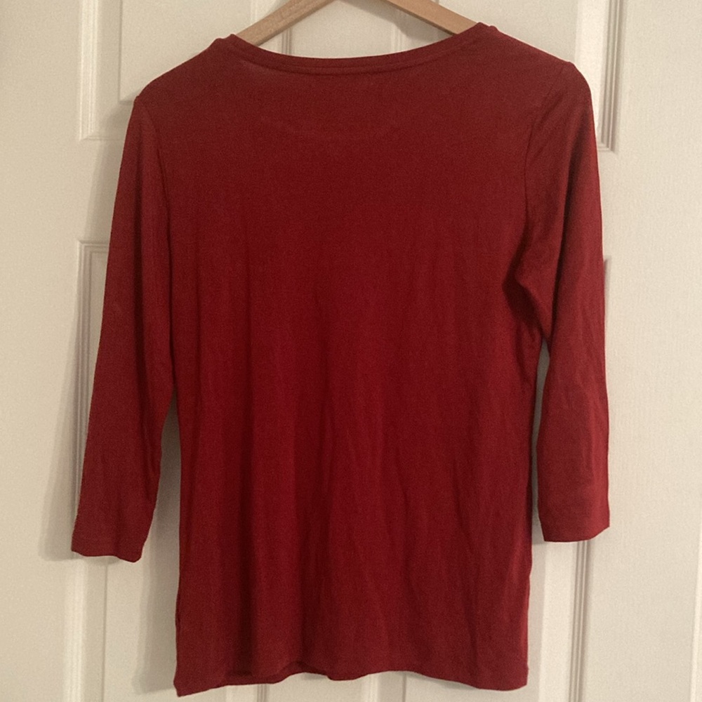 Adrienne Vittadini 3/4 Sleeve Ruffle Top Size M - Picture 3 of 7